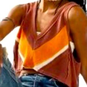 Free people Retro Orange Color Block Tank - XL